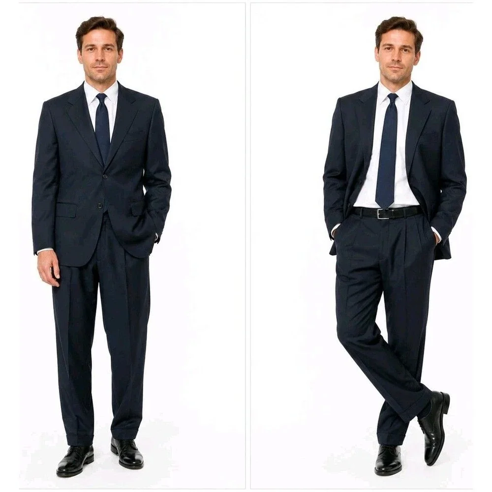 Emilio Yuste Men's 2 Piece Suit 38R 100% Wool Spain Pleated Pants $825 Retail